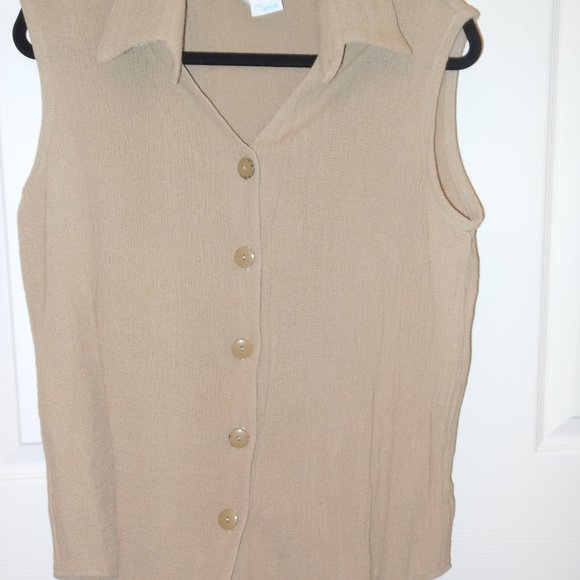 Tan sleeveless top with matching pants - Picture 3 of 4